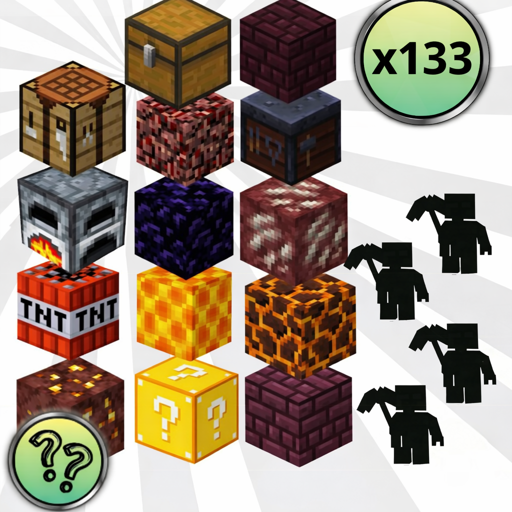 KLOCKI MAGNETYCZNE MINECRAFT PORTAL 133 EL. KONSTRUKTOR ZABAWKI