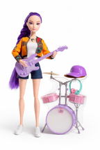K-POP LALKA 30cm RUMI HUNTR/X ZESTAW MUZYCZNY GITARA BĘBNY ZABAWKA
