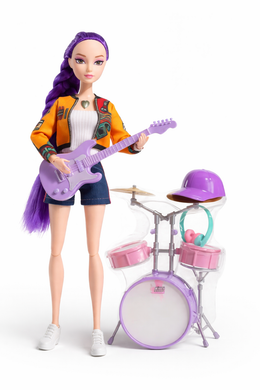 K-POP LALKA 30cm RUMI HUNTR/X ZESTAW MUZYCZNY GITARA BĘBNY ZABAWKA