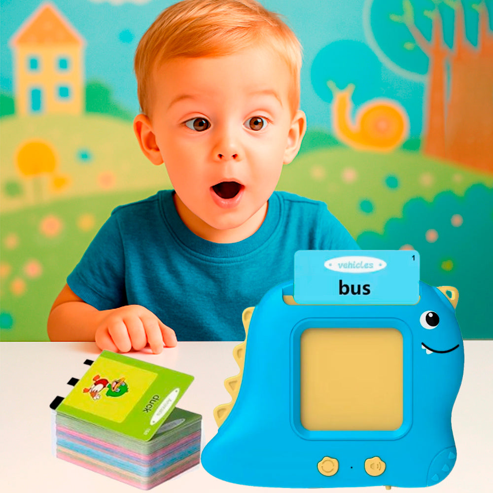 CZYTNIK KART JĘZYKA ANGIELSKIEGO ZABAWKA DO NAUKI 224 PREZENT ŚWIĘTA DINOZAUR NIEBIESKI