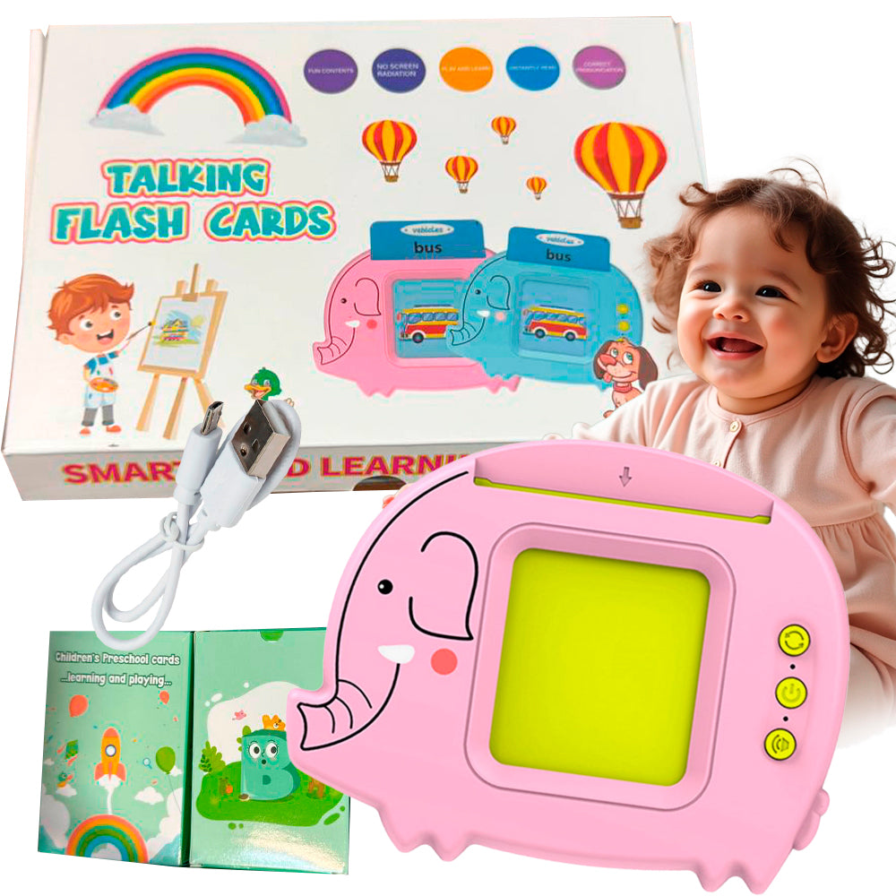 CZYTNIK KART JĘZYKA ANGIELSKIEGO ZABAWKA DO NAUKI 224 PREZENT ŚWIĘTA-SŁOŃ RÓŻOWY