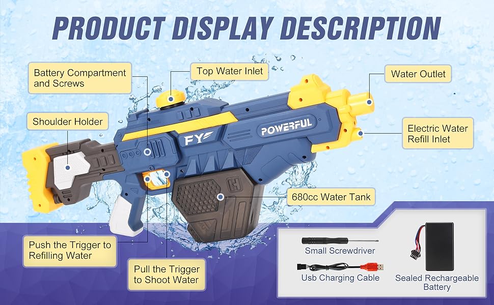 PISTOLET NA WODĘ WATER GUN 680 ML ZASIĘG 8-10 M ZABAWKA LETNIA DLA DZIECI