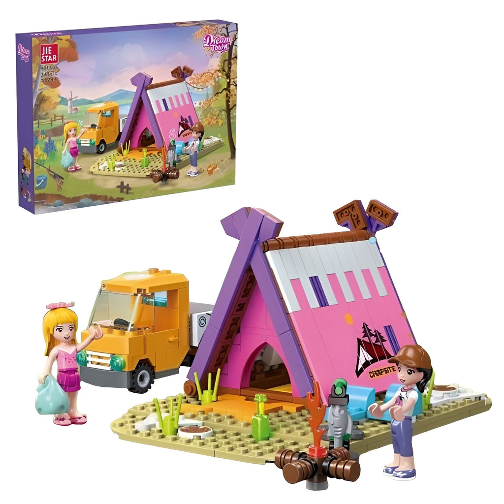 KLOCKI DREAM TOWN ZESTAW KEMPINGOWY Z NAMIOTEM + 2 FIGURKI (348 EL.)