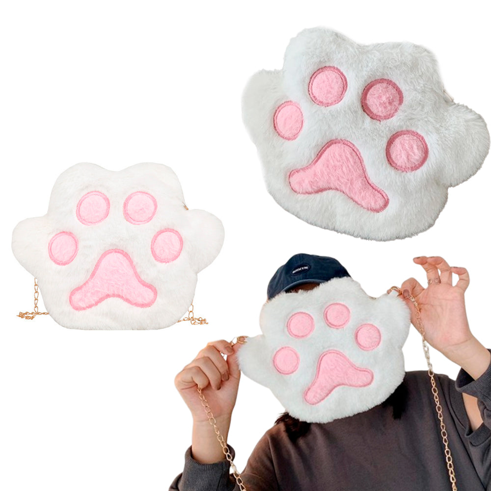 PLUSZOWA PUSZYSTA MAŁA TOREBKA KOCIA ŁAPKA BIAŁY PLUSZOWA TORBA 25*20 CM