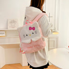 PLECAK SZKOLNY PLECAK TOREBKA PLUSZAK PRZEDSZKOLNY HELLO KITTY MIĘKKI, PLUSZOWY JASNORÓŻOWY 40×30 CM
