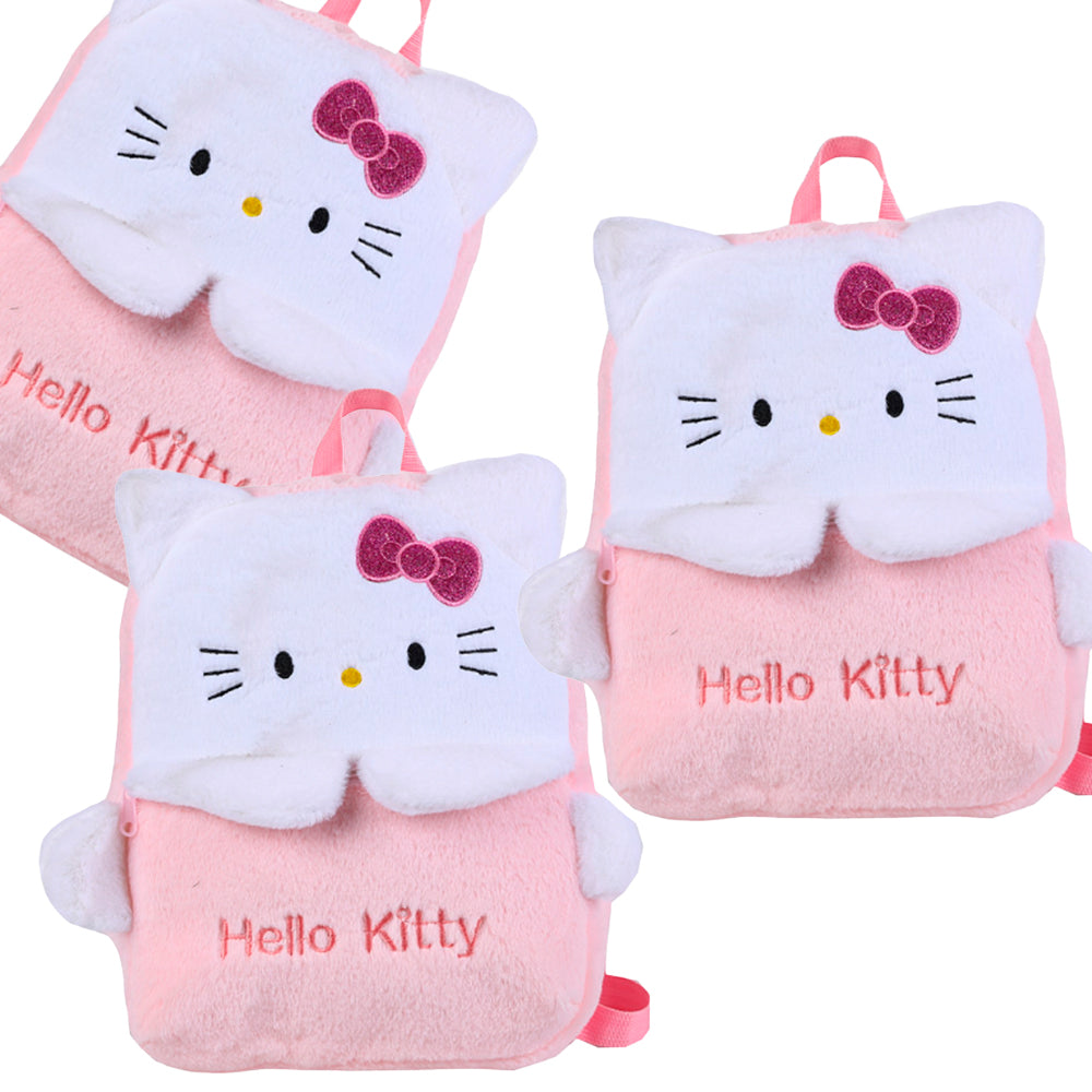 PLECAK SZKOLNY PLECAK TOREBKA PLUSZAK PRZEDSZKOLNY HELLO KITTY MIĘKKI, PLUSZOWY JASNORÓŻOWY 40×30 CM