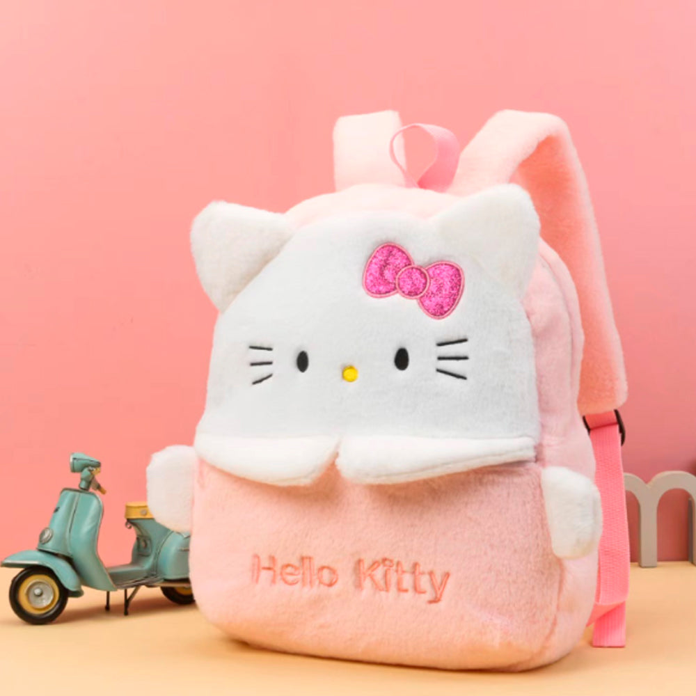 PLECAK SZKOLNY PLECAK TOREBKA PLUSZAK PRZEDSZKOLNY HELLO KITTY MIĘKKI, PLUSZOWY JASNORÓŻOWY 40×30 CM