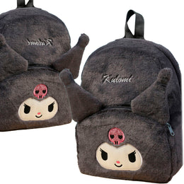 PLECAK KUROMI SZKOLNY PLECAK TOREBKA PLUSZAK PRZEDSZKOLNY HELLO KITTY MIĘKKI, PLUSZOWY SZARY 40×30 CM