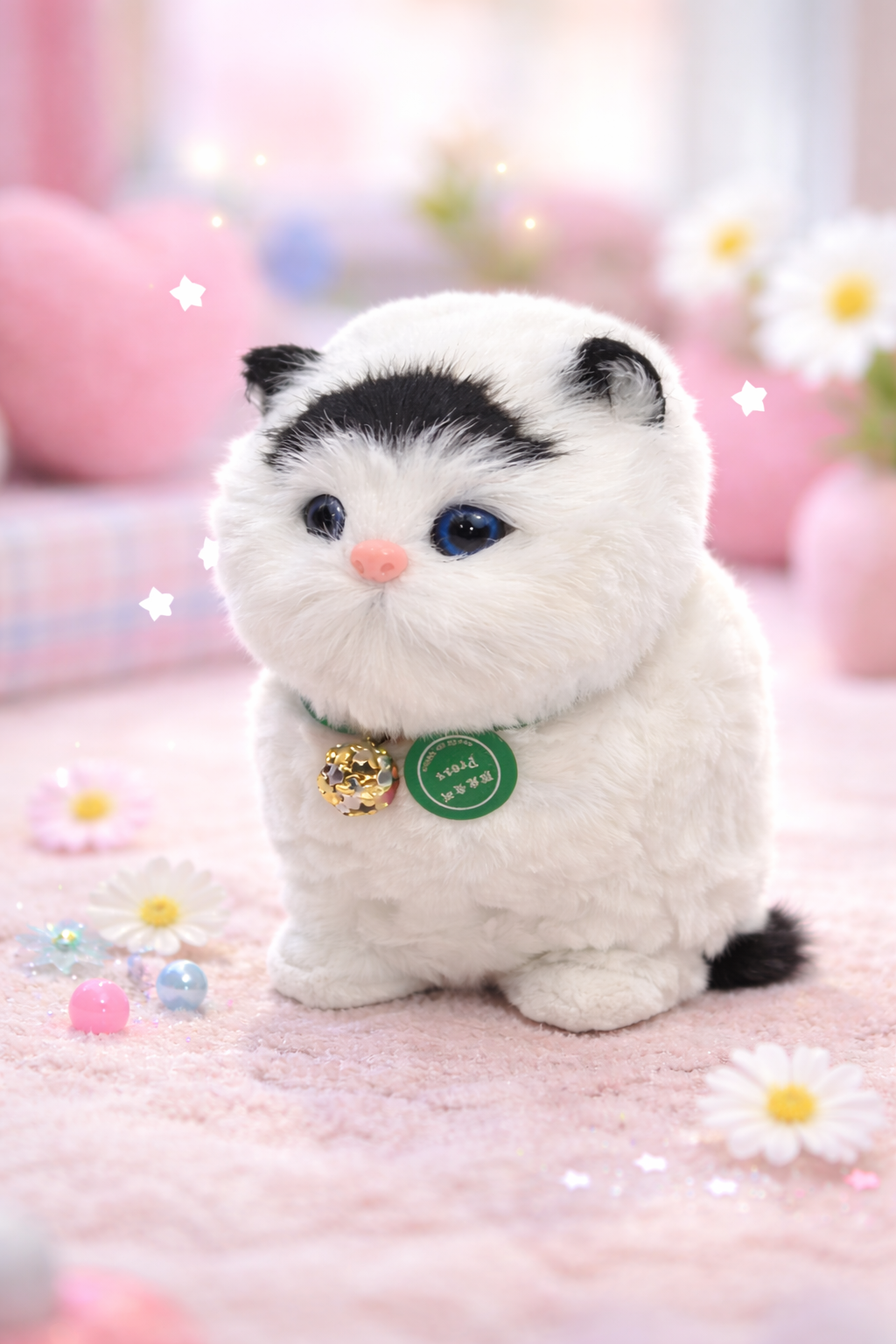 MIAUKAJĄCY KOTEK NA DREWNIANEJ PODSTAWCE INTERAKTYWNA ZABAWE PREZENT