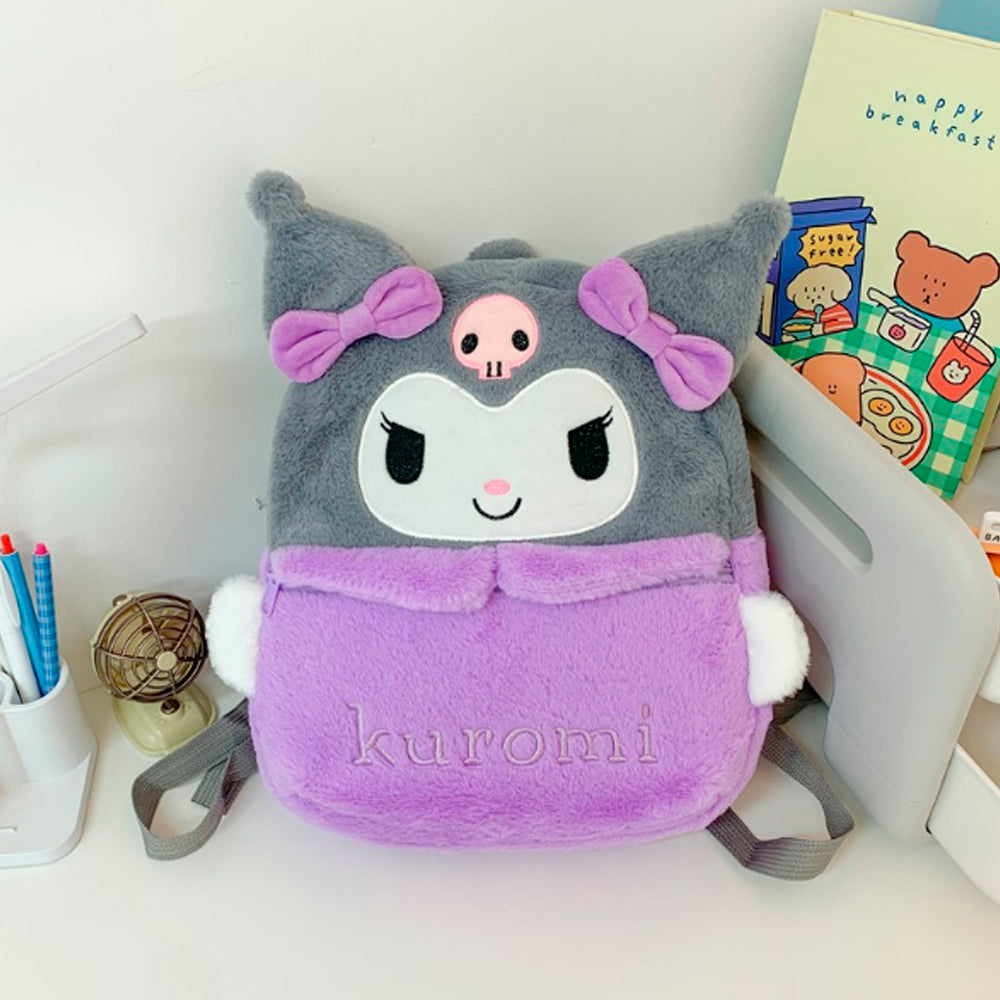 PLECAK SZKOLNY KUROMI PLECAK TOREBKA PLUSZAK PRZEDSZKOLNY HELLO KITTY MIĘKKI, PLUSZOWY JASNORÓŻOWY 40×30 CM