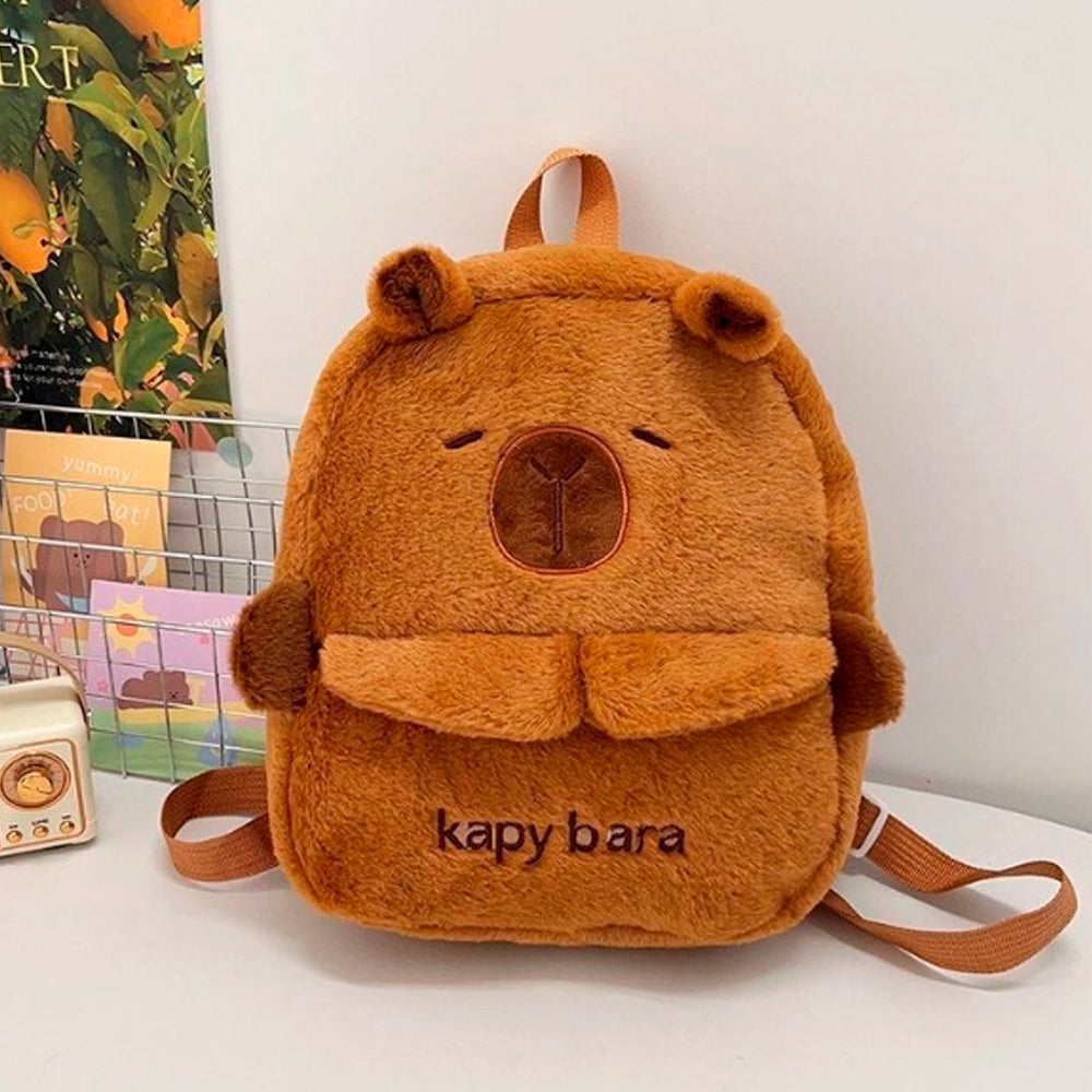 PLECAK SZKOLNY KAPIBARA PLECAK TOREBKA PLUSZAK PRZEDSZKOLNY KAPIBARA MIĘKKI, PLUSZOWY JASNORÓŻOWY 40×30 CM