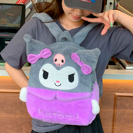 PLECAK SZKOLNY KUROMI PLECAK TOREBKA PLUSZAK PRZEDSZKOLNY HELLO KITTY MIĘKKI, PLUSZOWY JASNORÓŻOWY 40×30 CM