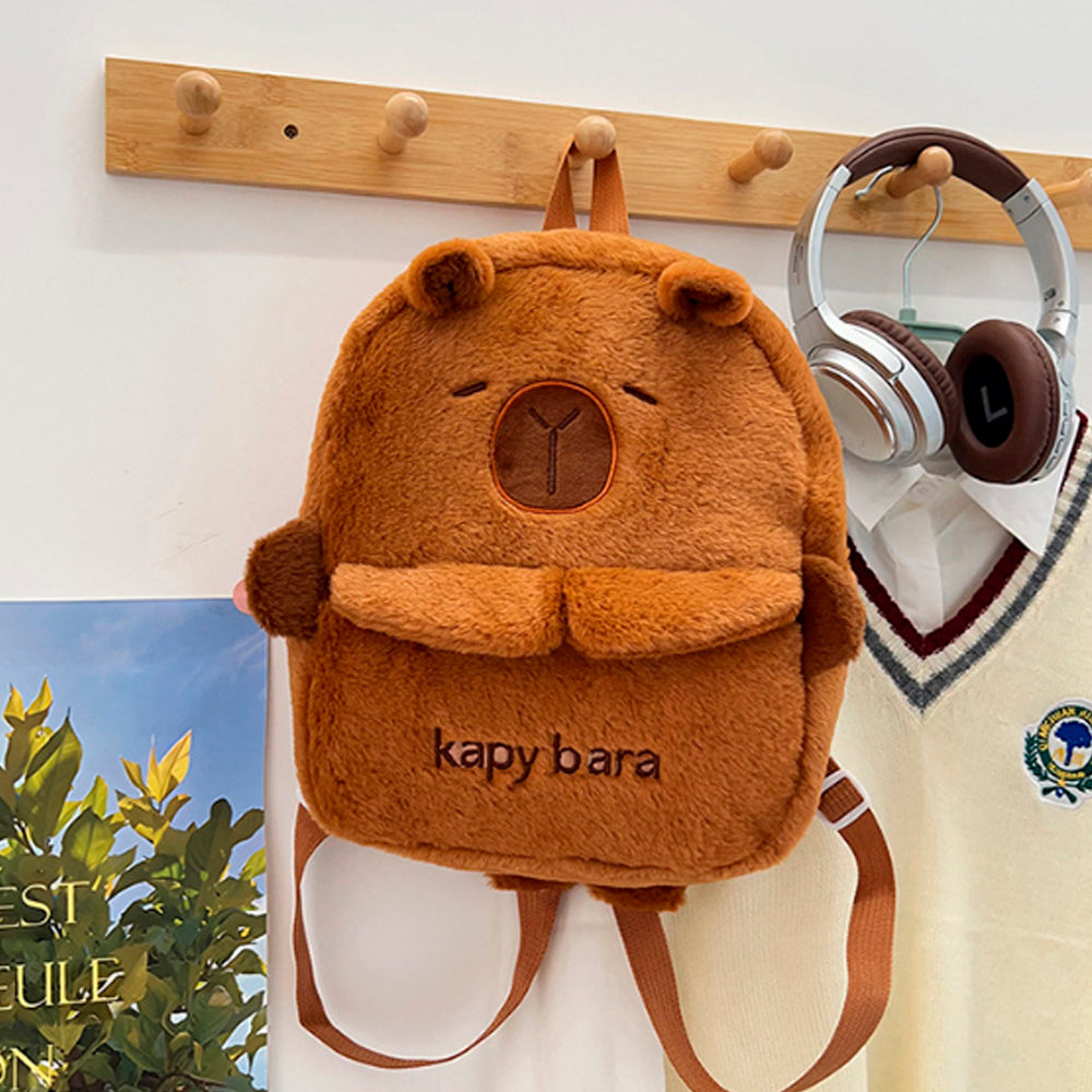 PLECAK SZKOLNY KAPIBARA PLECAK TOREBKA PLUSZAK PRZEDSZKOLNY KAPIBARA MIĘKKI, PLUSZOWY JASNORÓŻOWY 40×30 CM
