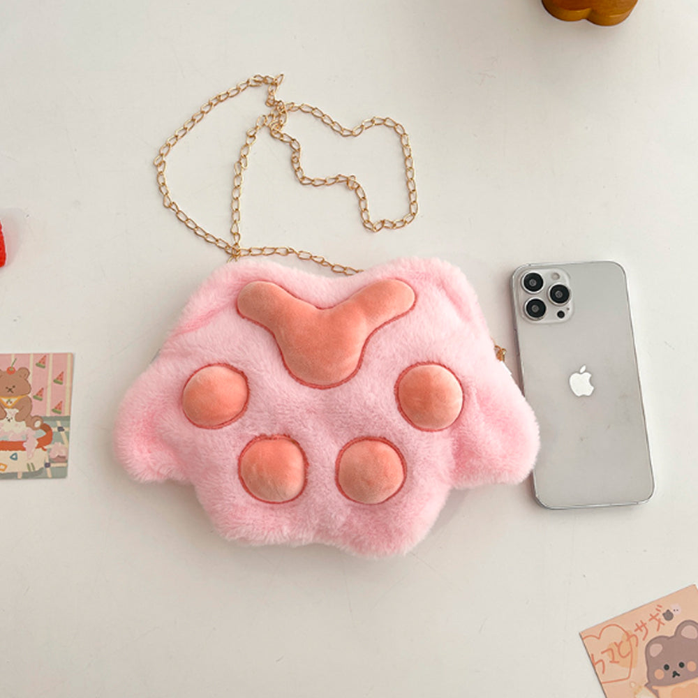 PLUSZOWA PUSZYSTA MAŁA TOREBKA KOCIA ŁAPKA RÓŻOWY PLUSZOWA TORBA 25*20 CM