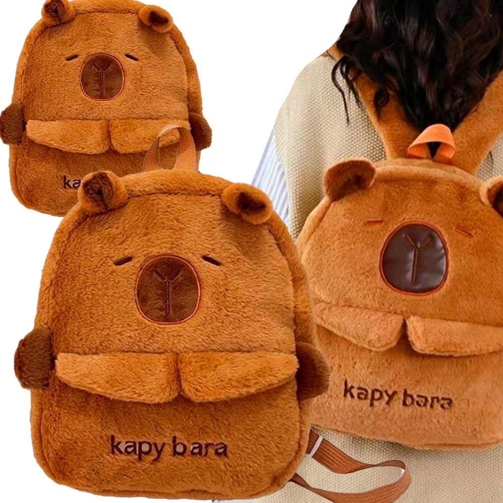 PLECAK SZKOLNY KAPIBARA PLECAK TOREBKA PLUSZAK PRZEDSZKOLNY KAPIBARA MIĘKKI, PLUSZOWY JASNORÓŻOWY 40×30 CM