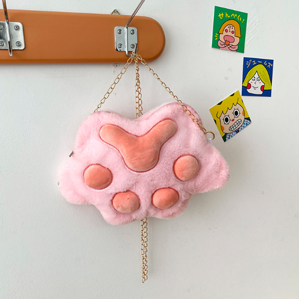 PLUSZOWA PUSZYSTA MAŁA TOREBKA KOCIA ŁAPKA RÓŻOWY PLUSZOWA TORBA 25*20 CM