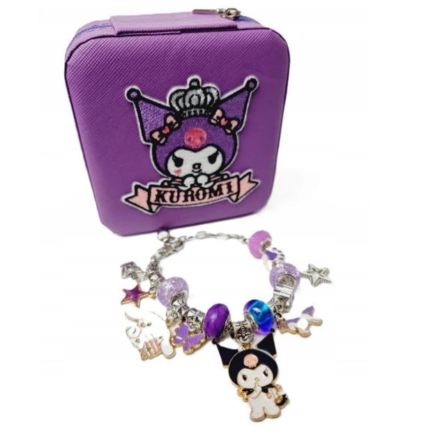KAWAII ZESTAW DO TWORZENIA BRANSOLETEK Z KOTKIEM – MINI SZKATUŁKA KUROMI