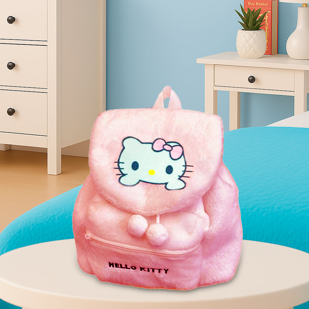 PLECAK SZKOLNY PLECAK TOREBKA PLUSZAK PRZEDSZKOLNY HELLO KITTY MIĘKKI, PLUSZOWY JASNORÓŻOWY 35×35 CM