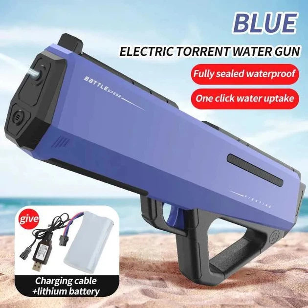 ELEKTRYCZNY PISTOLET NA WODĘ AUTOMAT NIEBIESKI 42 CM AKUMULATOR HIT LATO