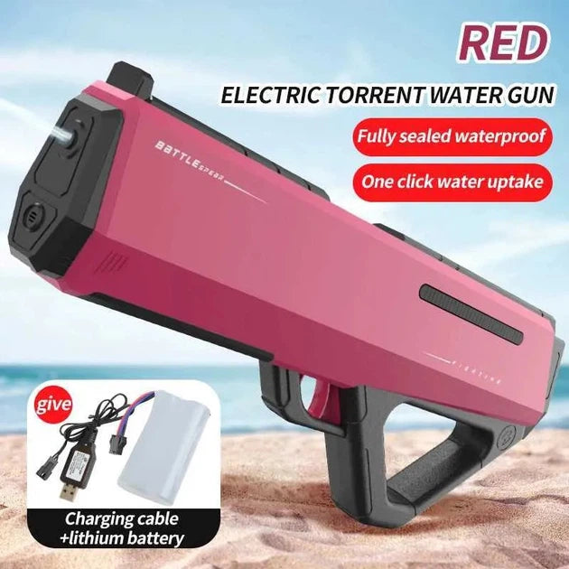 ELEKTRYCZNY PISTOLET NA WODĘ RÓŻOWY AUTOMAT 42 CM AKUMULATOR 12M HIT LATO
