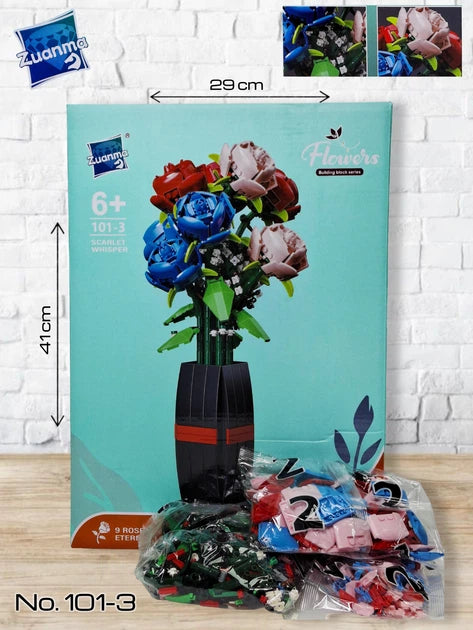 KLOCKI BUKIET KWIATÓW W WAZONIE 757 EL. ZESTAW DEKORACYJNY FLOWERS PREZENT