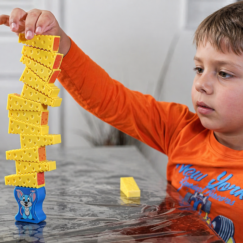 GRA ZRĘCZNOŚCIOWA CHEESE STACK GAME BALANSOWANIE SERA DLA DZIECI ZABAWKI