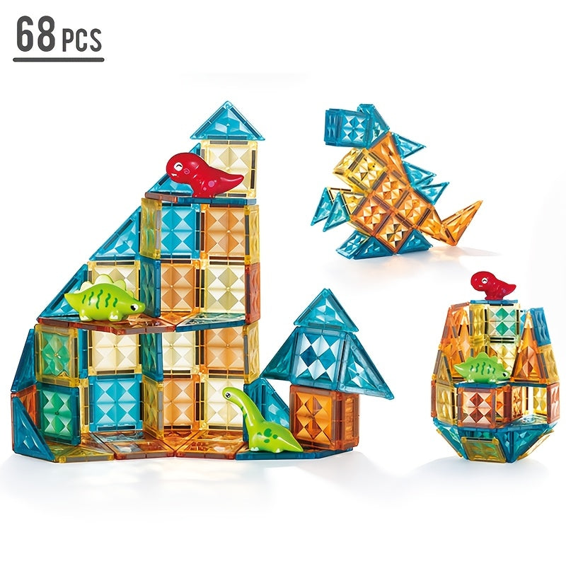 MAGNETYCZNY KONSTRUKTOR "ŚWIAT DINOZAURÓW" (68 ELEMENTÓW)  MEGA HIT