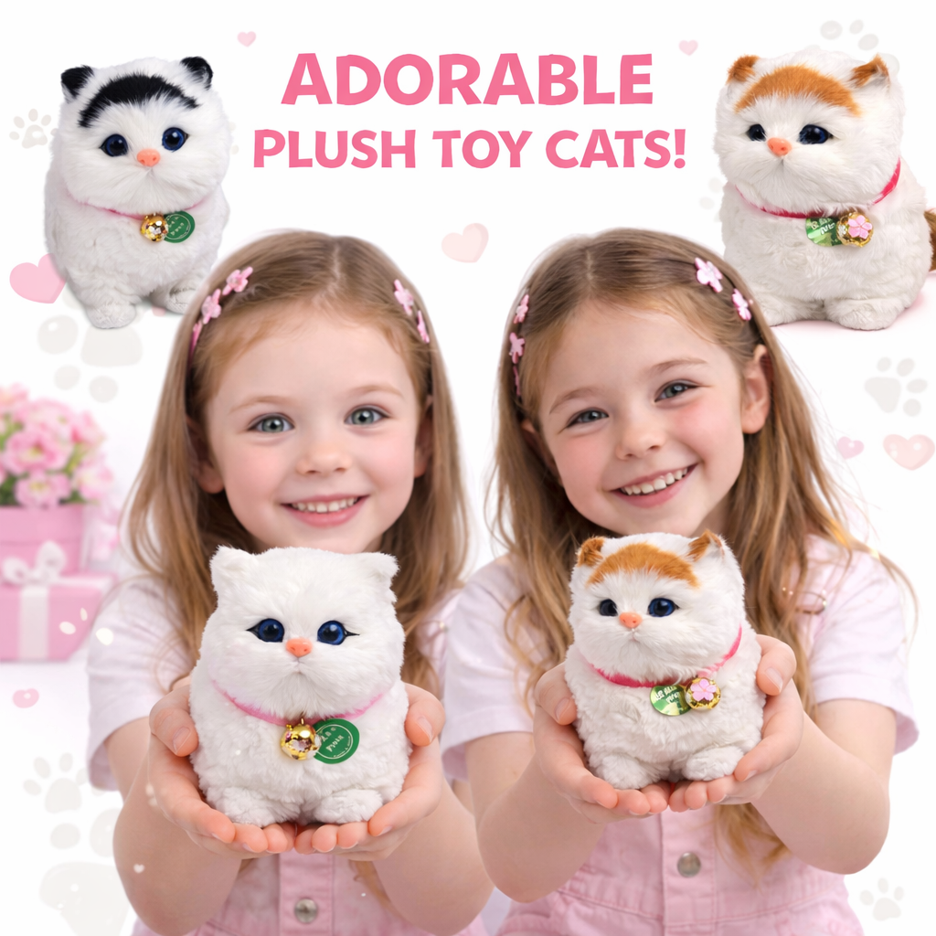 MIAUKAJĄCY KOTEK NA DREWNIANEJ PODSTAWCE INTERAKTYWNA ZABAWE PREZENT