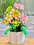KLOCKI KWIATY W DONICZCE 1043 EL. ZESTAW DEKORACYJNY FLOWERS BONSAI PREZENT