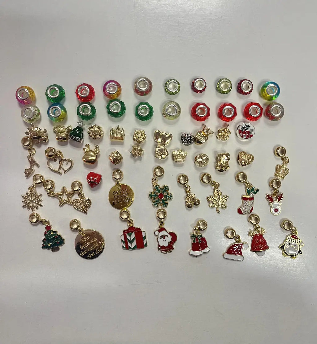 XMAS DIY ZESTAW DO ROBIENIA BRANSOLETEK BIŻUTERII KORALIKI ŚWIĄTECZNE