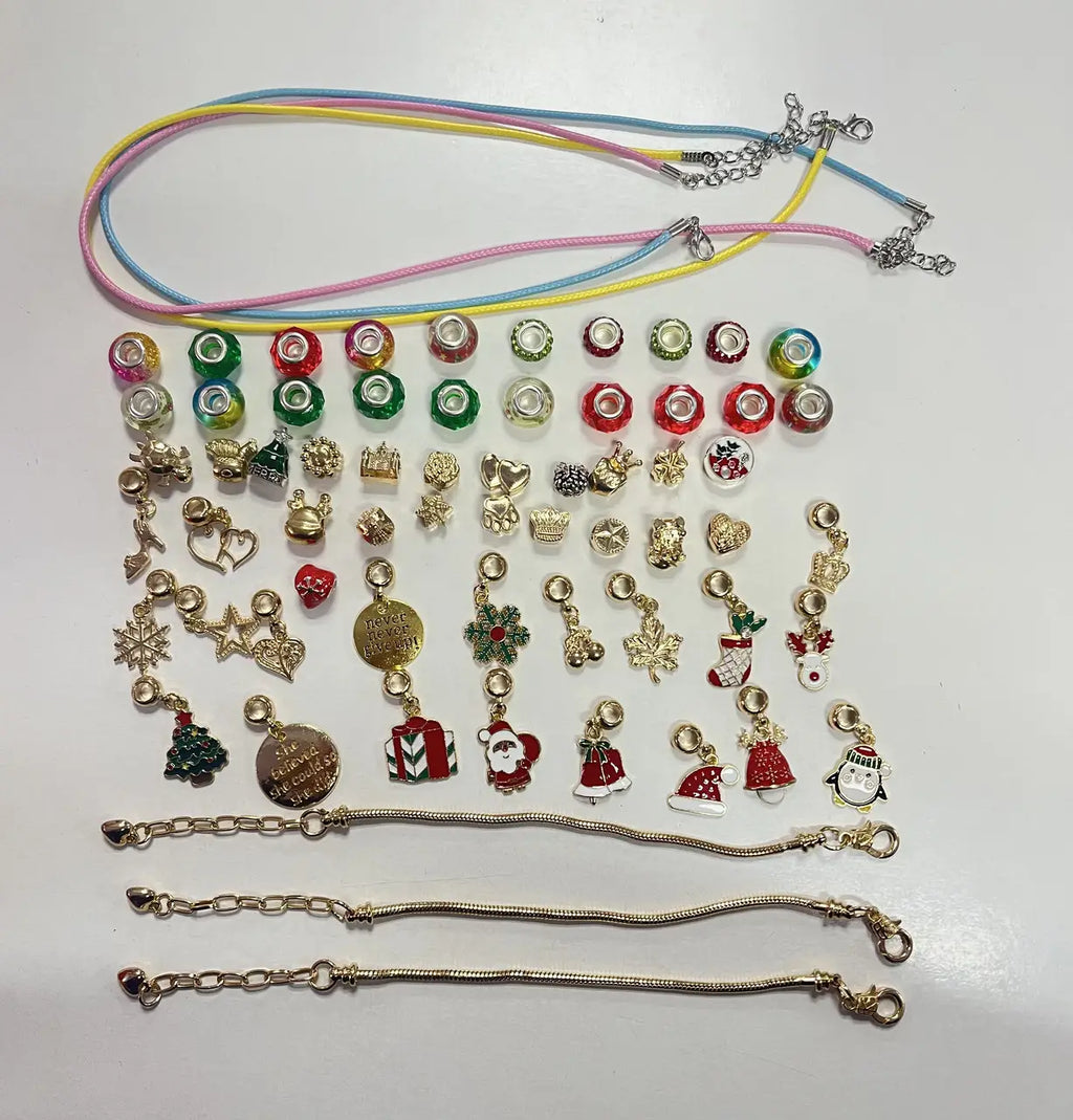 XMAS DIY ZESTAW DO ROBIENIA BRANSOLETEK BIŻUTERII KORALIKI ŚWIĄTECZNE