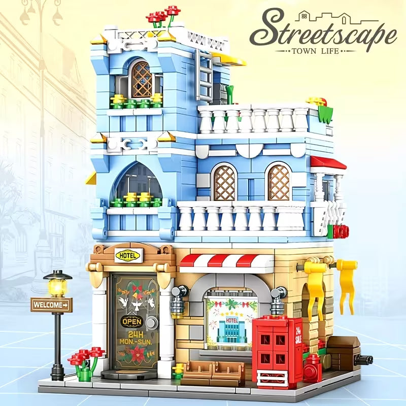 KONSTRUKTOR "MIEJSKI HOTEL" (STREETSCAPE, 713 ELEMENTÓW) – TWOJE PIERWSZE ARCYDZIEŁO ARCHITEKTURY! IDEALNY PREZENT!