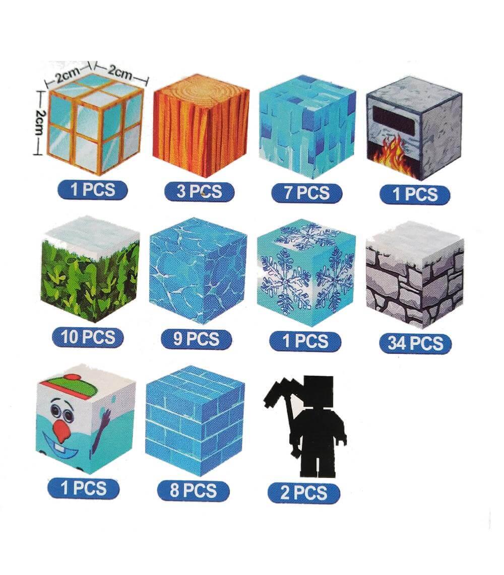 KONSTRUKTOR MAGNETYCZNY "MINECRAFT: DOMEK ŚNIEŻNY" (77 ELEMENTÓW) – SKORYGOWANA WERSJA