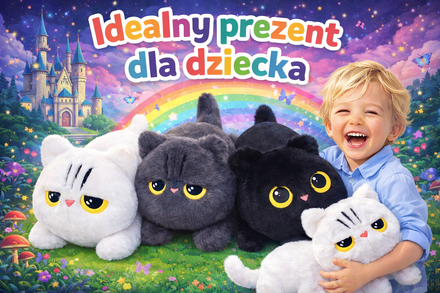 DUŻY PLUSZOWY KOTEK 70 CM MIĘKKA MASKOTKA DO PRZYTULANIA ZABAWKA PREZENT