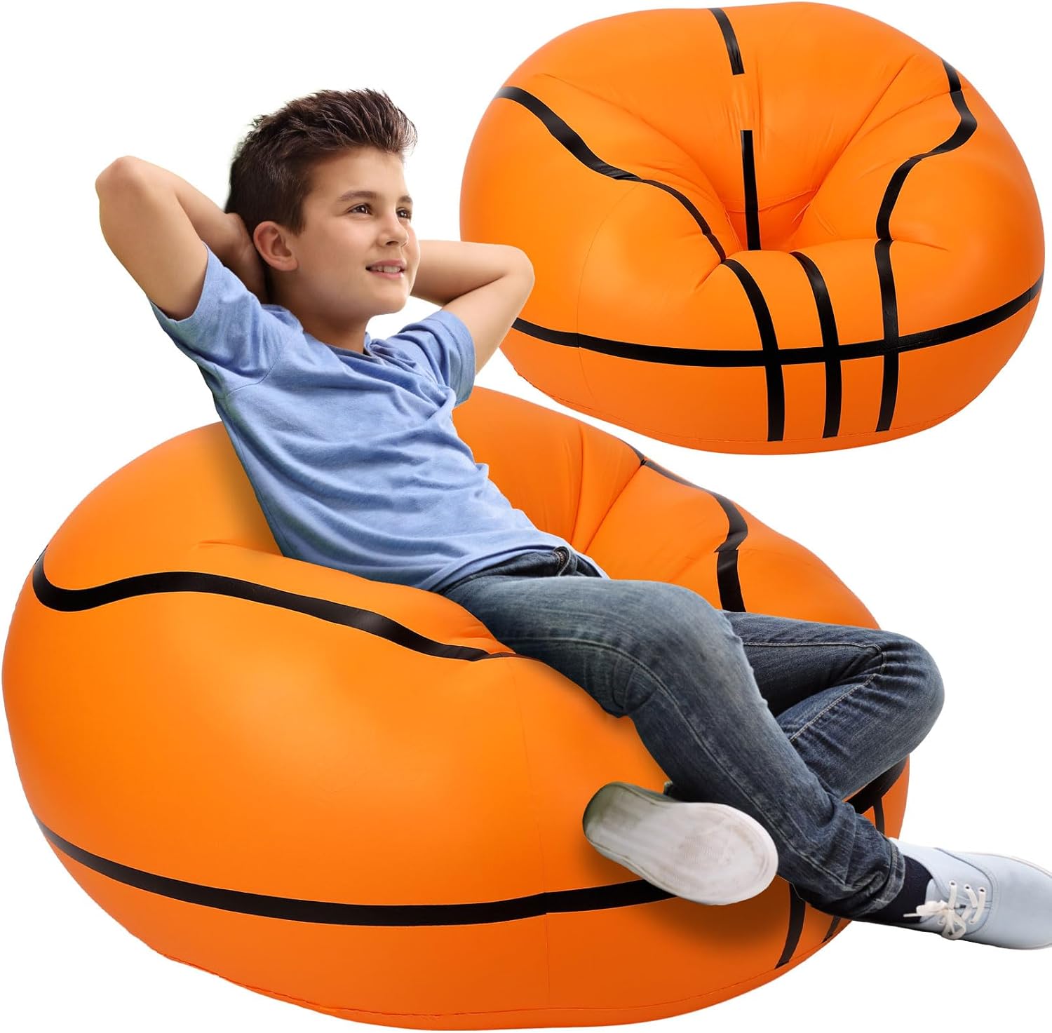 FOTEL DMUCHANY PIŁKA NOŻNA KOSZYKÓWKA SOFA PVC DO OGRODU NA PLAŻĘ