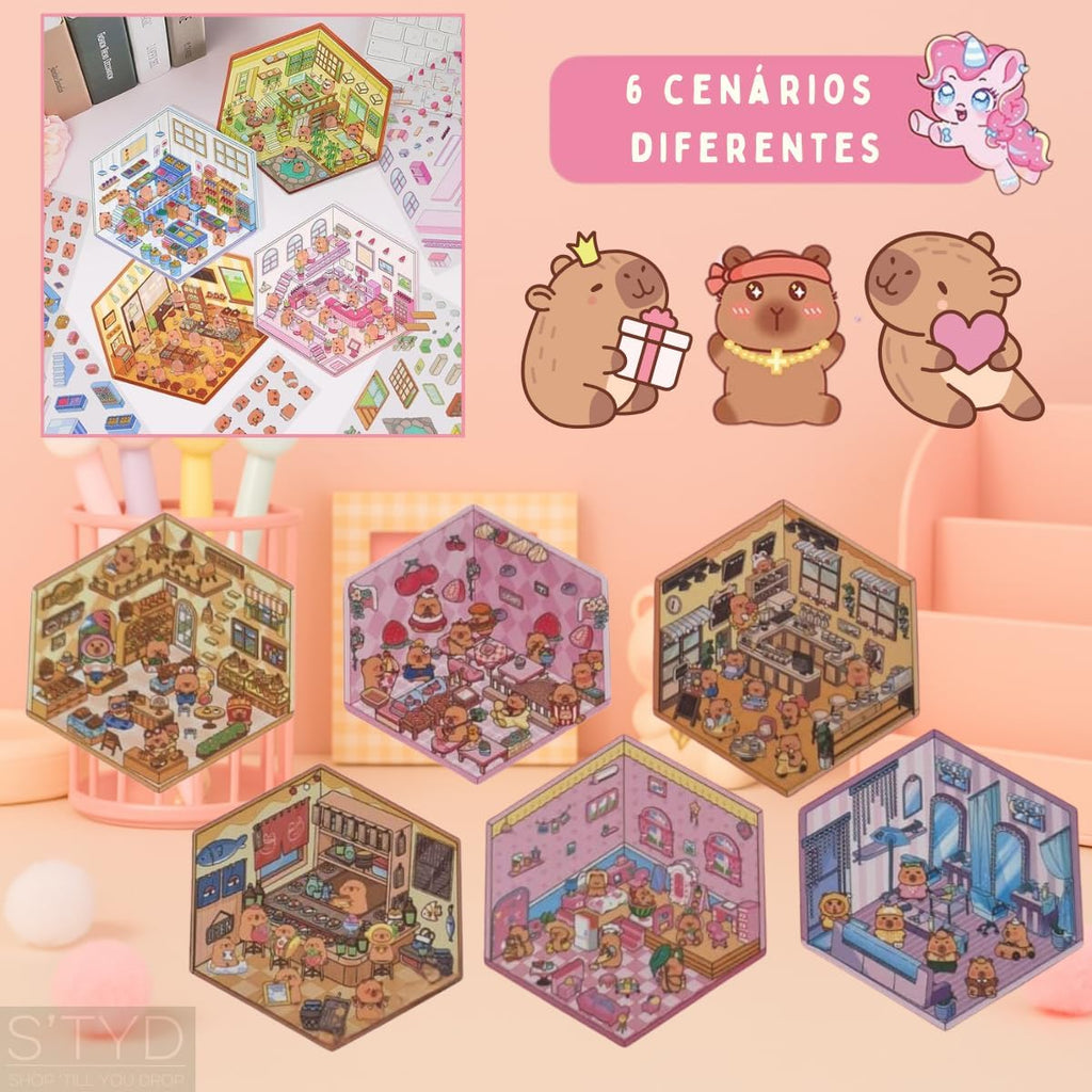 ZRÓB TO SAM WYKLEJANKA ANTYSTRESOWA KAPIBARA DREAM HOUSE NAKLEJKI DIY