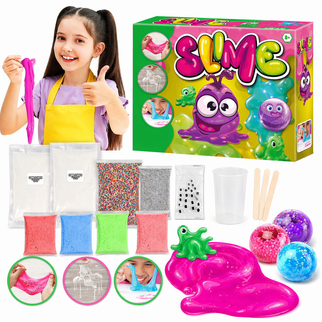 ZESTAW DO ROBIENIA SLIME DLA DZIECI DIY AKCESORIA ZABAWA SENSORYCZNA STEAM