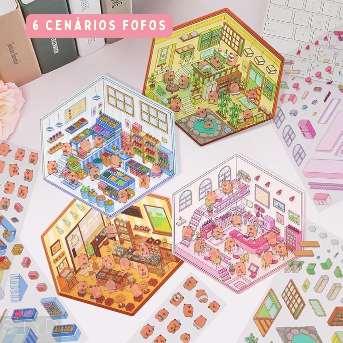 ZRÓB TO SAM WYKLEJANKA ANTYSTRESOWA KAPIBARA DREAM HOUSE NAKLEJKI DIY