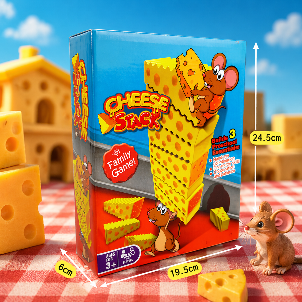 GRA ZRĘCZNOŚCIOWA CHEESE STACK GAME BALANSOWANIE SERA DLA DZIECI ZABAWKI