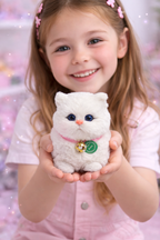 MIAUKAJĄCY KOTEK NA DREWNIANEJ PODSTAWCE INTERAKTYWNA ZABAWE PREZENT