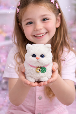 MIAUKAJĄCY KOTEK NA DREWNIANEJ PODSTAWCE INTERAKTYWNA ZABAWE PREZENT