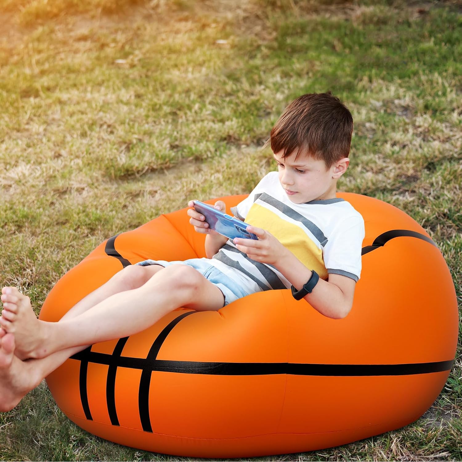 FOTEL DMUCHANY PIŁKA NOŻNA KOSZYKÓWKA SOFA PVC DO OGRODU NA PLAŻĘ