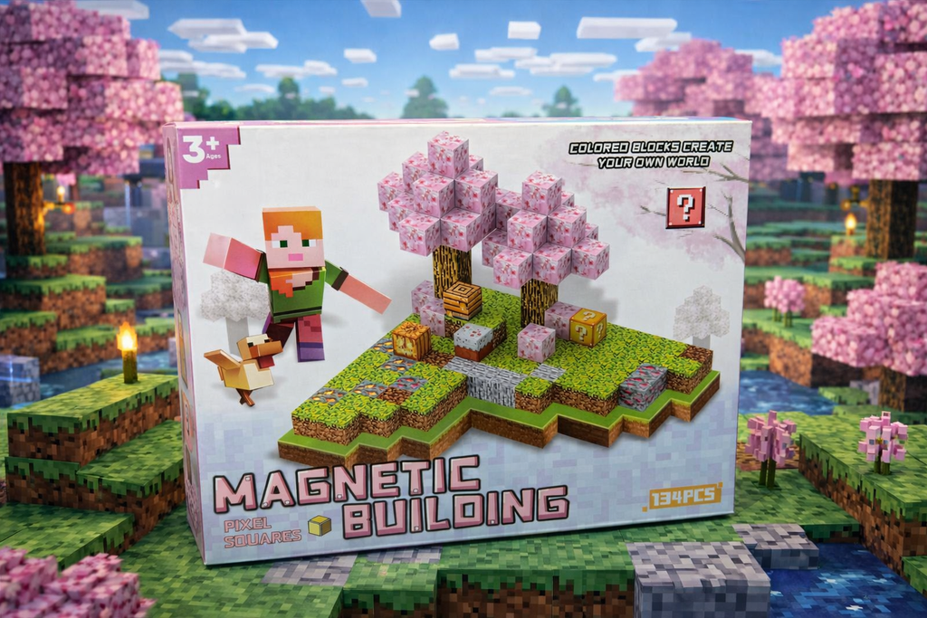 KLOCKI MAGNETYCZNE MINECRAFT 134 EL. KONSTRUKTOR PIXEL CUBE DLA DZIECKA