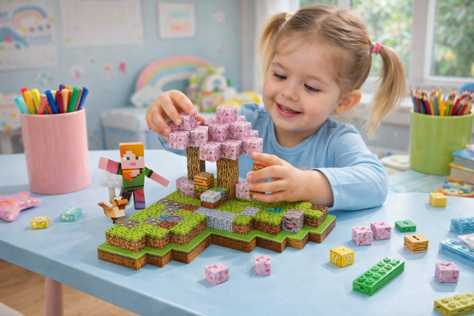 KLOCKI MAGNETYCZNE MINECRAFT 134 EL. KONSTRUKTOR PIXEL CUBE DLA DZIECKA
