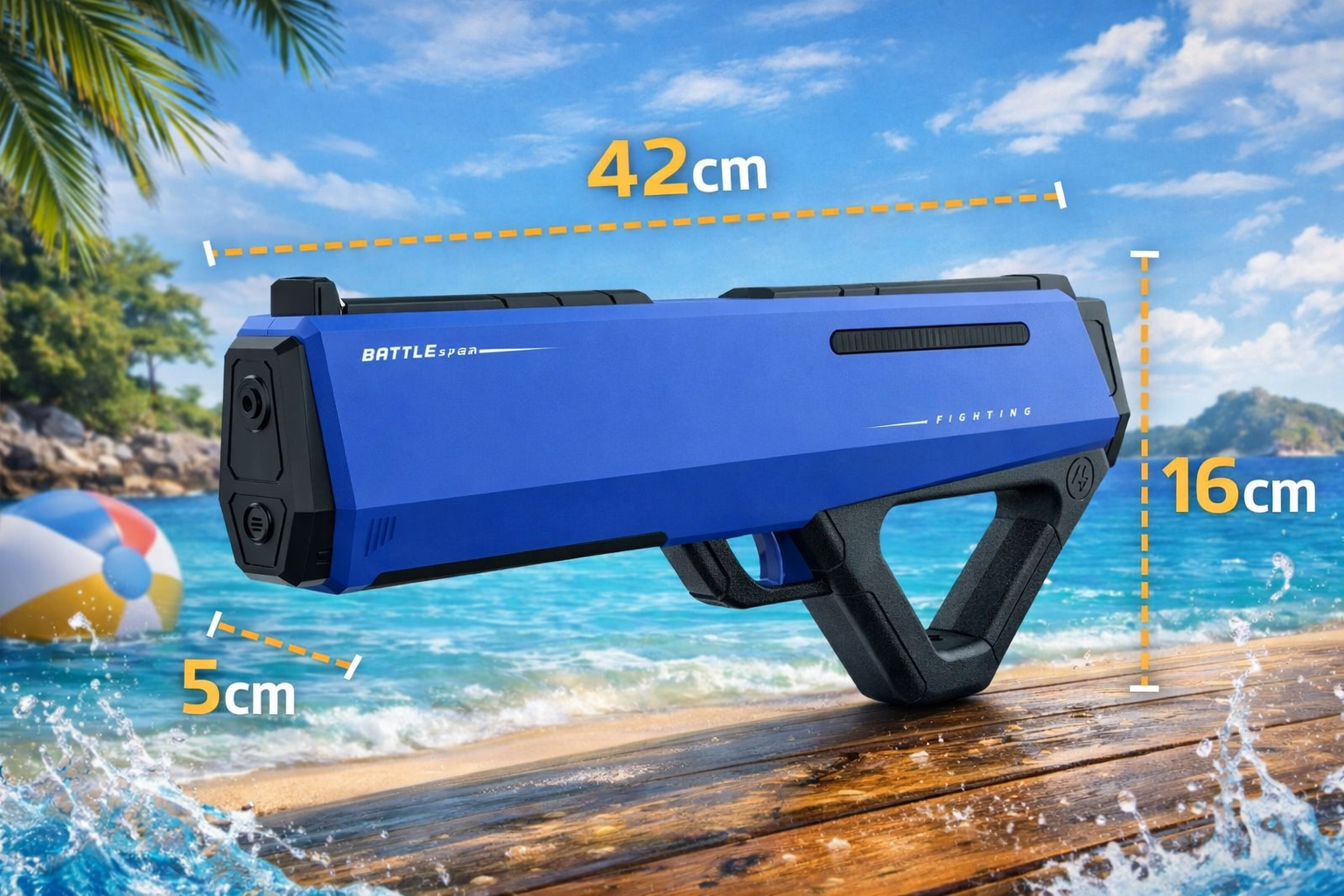 ELEKTRYCZNY PISTOLET NA WODĘ AUTOMAT NIEBIESKI 42 CM AKUMULATOR HIT LATO