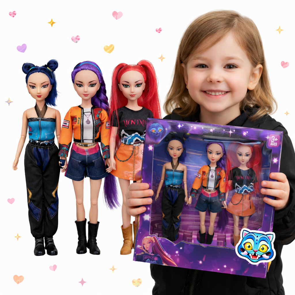 ZESTAW 3 LALEK K-POP DEMON HUNTERS ZABAWKA DLA DZIECI RUMI MIRA ZOEY 30 CM