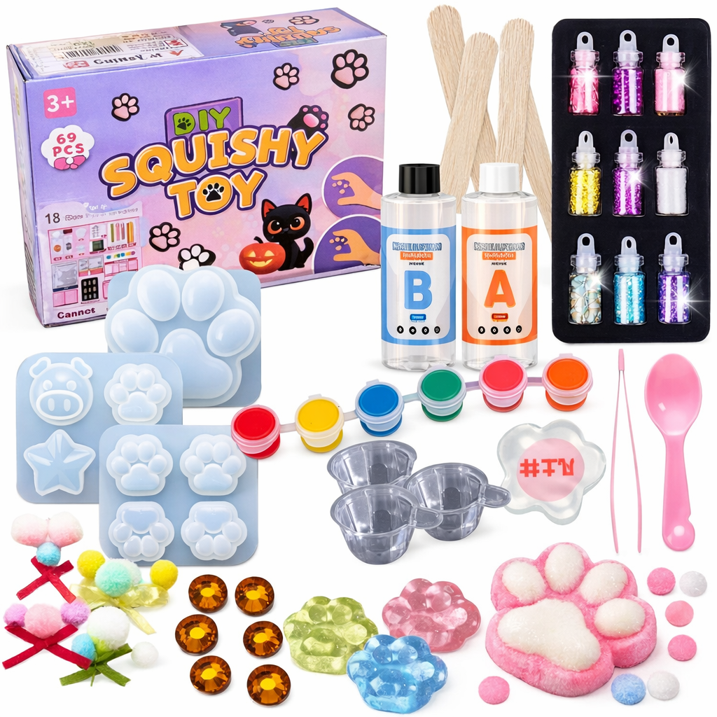 DIY ZESTAW DO TWORZENIA TABA ŁAPEK DLA DZIECI ZRÓB TO SAM SQUISHY ZABAWA