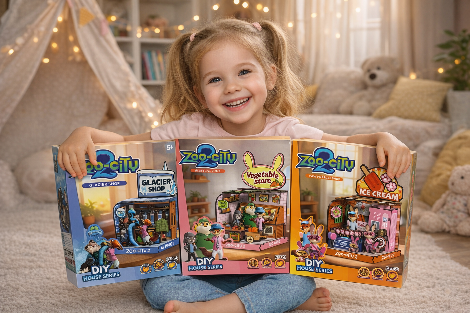 DIY 3D PUZZLE ZOO CITY DREWNIANE MINI SKLEPIK | 3 WERSJE DO WYBORU