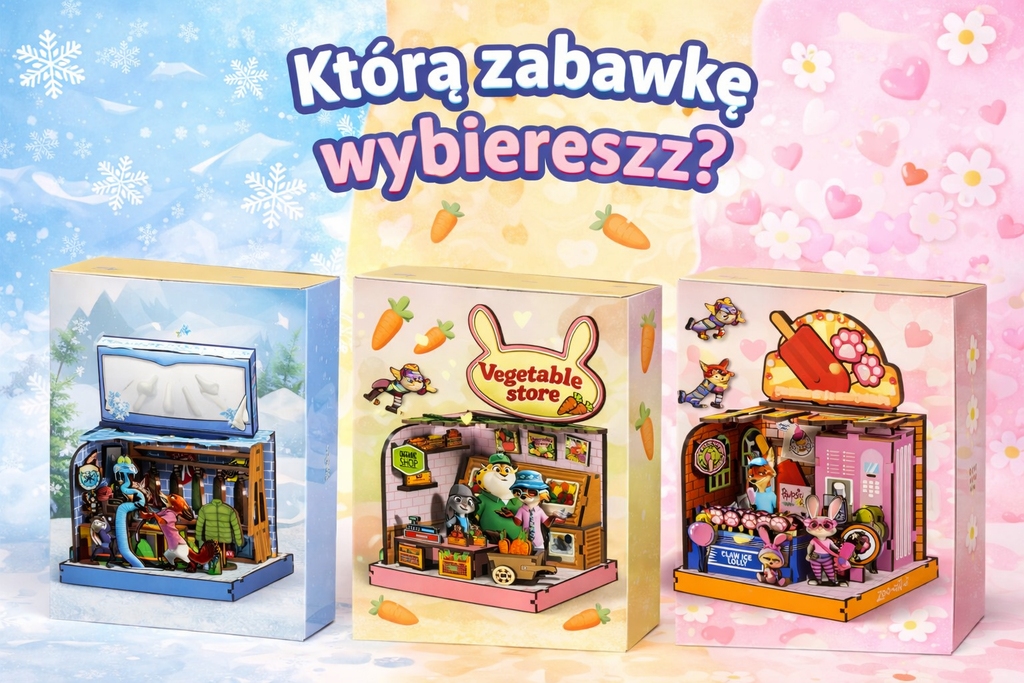 DIY 3D PUZZLE ZOO CITY DREWNIANE MINI SKLEPIK | 3 WERSJE DO WYBORU