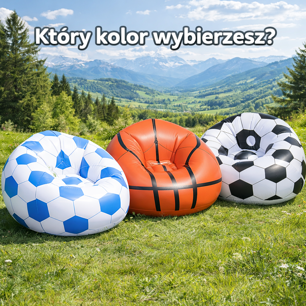 FOTEL DMUCHANY PIŁKA NOŻNA KOSZYKÓWKA SOFA PVC DO OGRODU NA PLAŻĘ